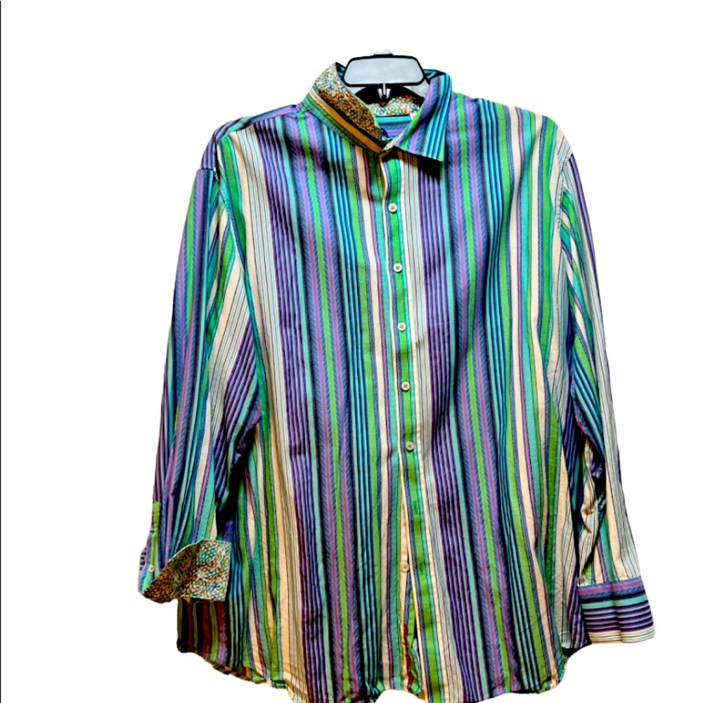 Robert Graham Men's Dress Shirt Multiple Colors w Contrasting Cuffs 2XL Big Fit